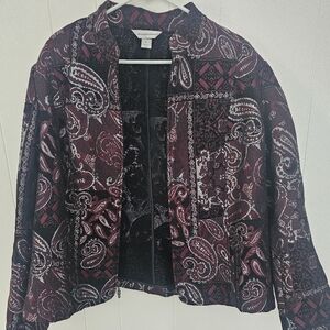 Christopher & Banks Black and Red Paisley Blazer